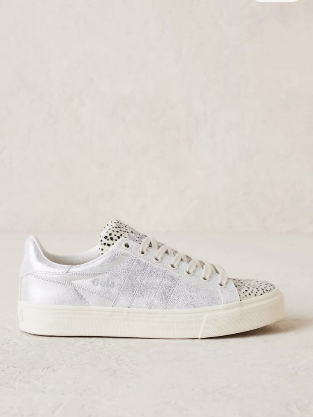 Gola White Metallic Low-Top Sneaker with Speckled Toe Orchid Sneaker Cheetah 7